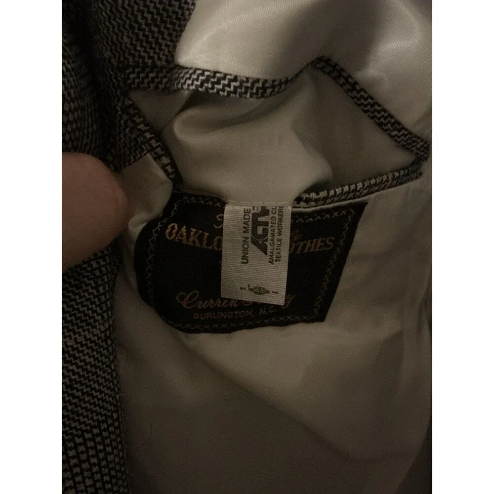 Vintage Oakloom Clothes Glen Plaid Sport Coat Blazer Sz 45 USA Union Made Currin